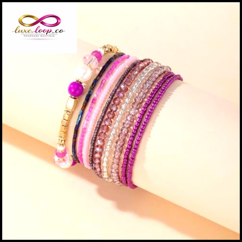 Stretch Beaded Bracelet Set Stackable Boho Jewelr… - image 7